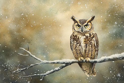 A little owl waiting in the winter light