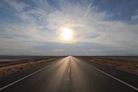 On the way to Antelope Island, over the endless road.