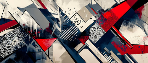 Abstracte vormen in rood en zwart