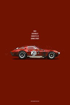 Cars in Colours, Corvette C2 Grand Sport Red by Theodor Decker