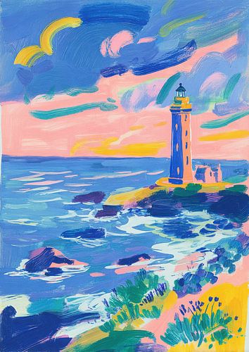 Impressionistic lighthouse at sunset