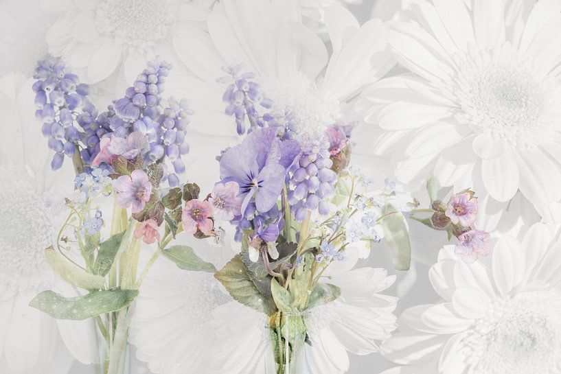 Still life with flowers. Blue grapes and Pansies. by Alie Ekkelenkamp