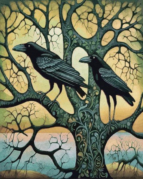 Two crows are on the lookout by Anna Marie de Klerk