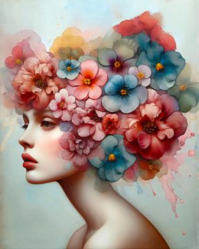 Flora's bloemenfantasie van Mad Dog Art