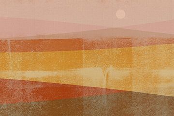 Abstract Minimalist Landscape in Ochre, Terracotta, Pink by Abstract Minimalist Art