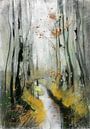 Birken im Herbst am Bachlauf, KARL HAGEMEISTER, Um 1908-1913 von Atelier Liesjes Miniaturansicht