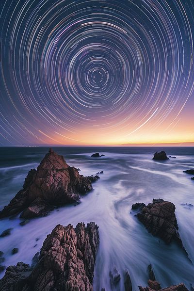 Lichtgevende zee bij schemering van fernlichtsicht