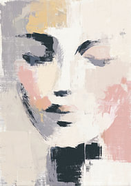 Illustration abstraite d'un visage aux couleurs pastel sur Niklas Maximilian