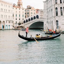 Gondola in Venice at Rialto Bridge | Romantic pastel travel photography in Italy photo wall art by Milou van Ham