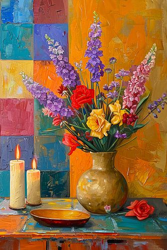 Vintage bloemen op tafel