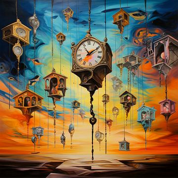 Time Cuckoo Clocks Sky Colours Surreal Symbolism Miniature by gm_designs