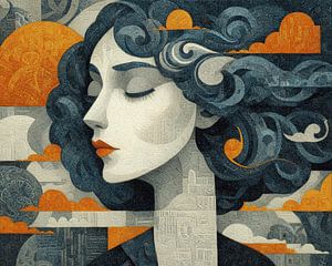 Frau mit gewelltem Haar | Frau Wolken