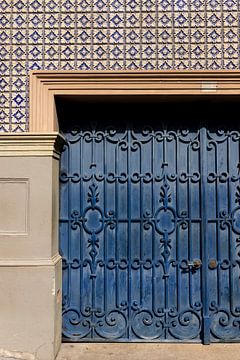 Blaue Fliesen mit blauer Tür | Reisefoto und Architekturfoto von Porto Portugal