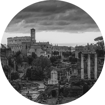 Italië in vierkant zwart wit, Rome - Forum Romanum