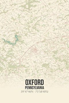 Vintage landkaart van Oxford (Pennsylvania), USA. van MijnStadsPoster