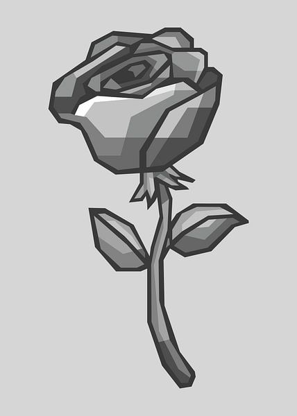 Graue Minimalistische Rosen Popart von Rizky Dwi Aprianda