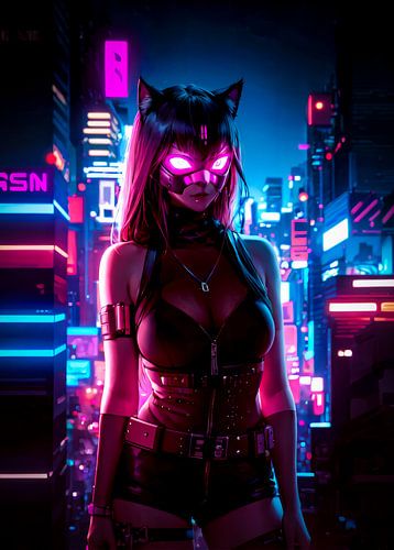 Anime Mädchen Cyberpunk Stil Japan