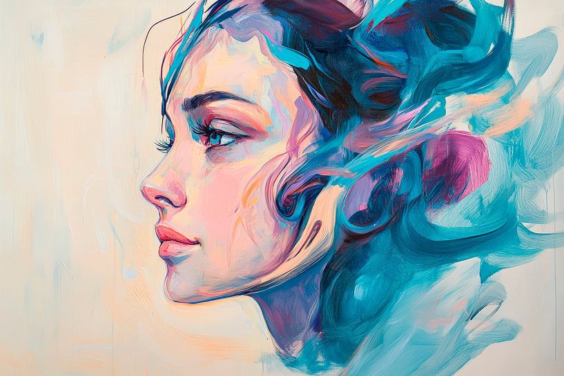 Feminine portrait with vibrant colours by Poster Art Shop