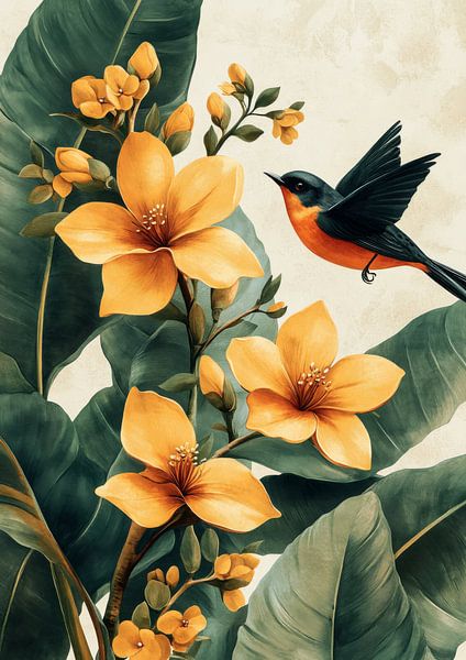 Blume und Vogel von R Pevitanada