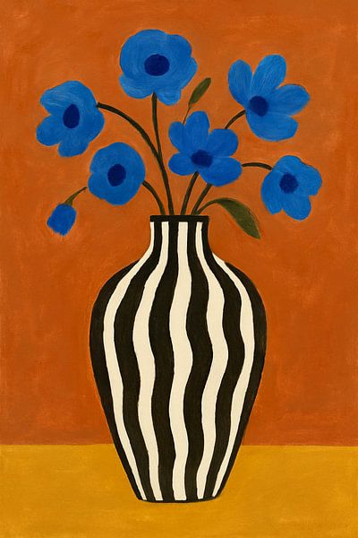 Stilleven Blauwe Bloemen van Moonheart Artworks