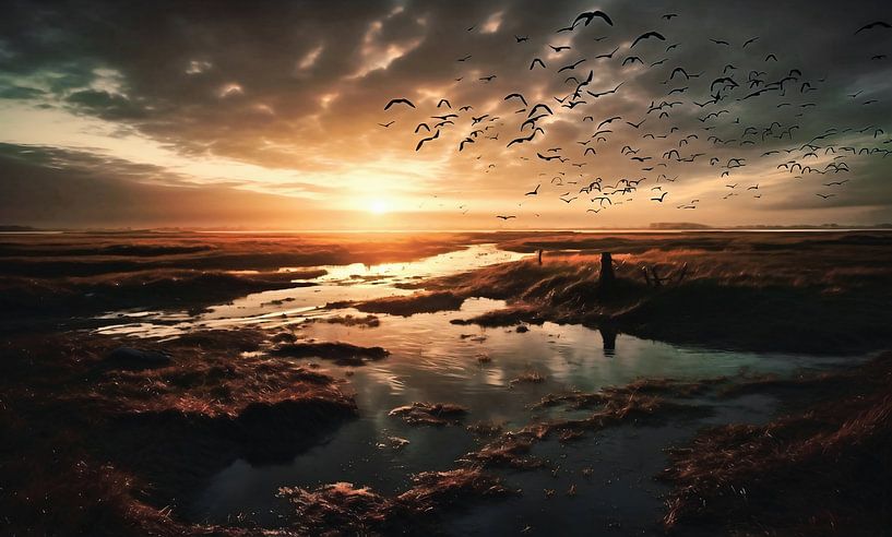 Zonsopgang in de natuur van fernlichtsicht