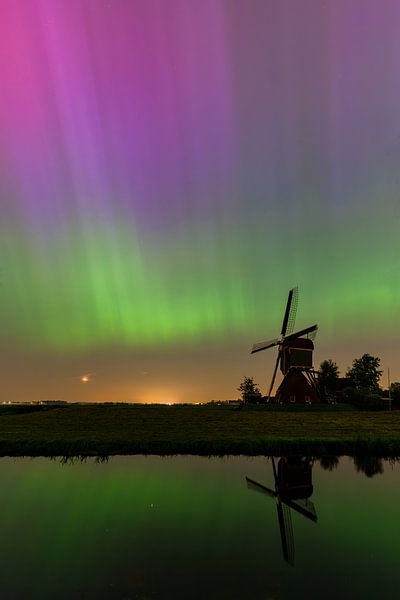 Kockengenmühle mit Nordlicht von Arie Heukels Photography