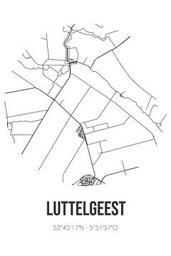 Luttelgeest (Flevoland) | Carte | Noir et blanc sur Rezona