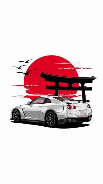 Japanese Car Red Moon by Vicky Hanggara