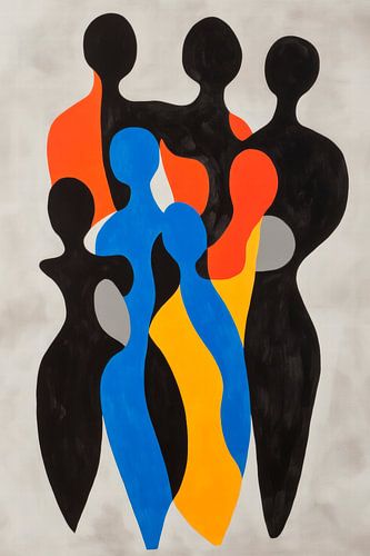 Abstract figures in bold colours