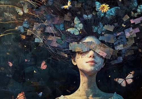 Portrait de femme papillon