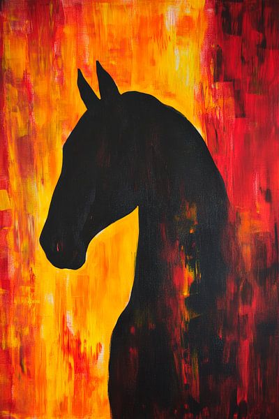 Pferdekopf im Feuerfarben-Akzent von Poster Art Shop