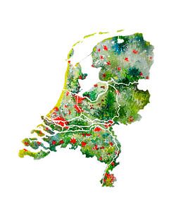 Nederland | Landkaart Aquarel | Ook mooi als wandcirkel van WereldkaartenShop