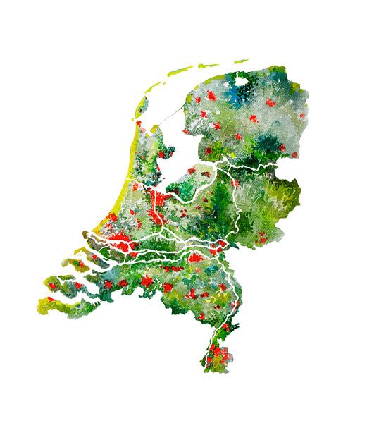 Kleverig Kano Incarijk Nederland | Landkaart Aquarel | Ook mooi als wandcirkel van  WereldkaartenShop op canvas, behang en meer
