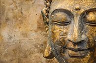 Golden Buddha portrait on weathered background by Art & Soul Creations thumbnail