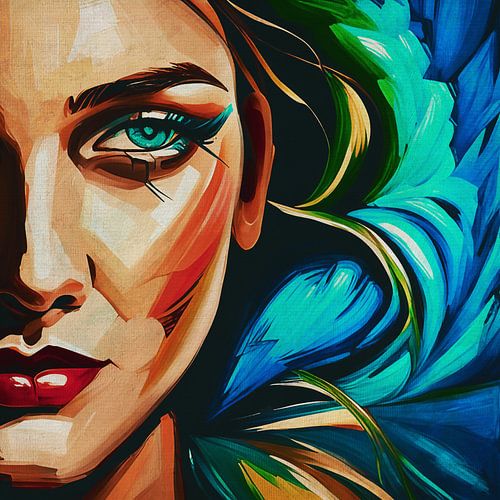 Portret geschilderd met paletmes