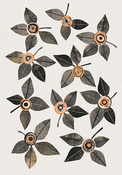 Anthrazit Kantaloupe Blumen - heller Hintergrund von Aribombari - Ariane Nijssen
