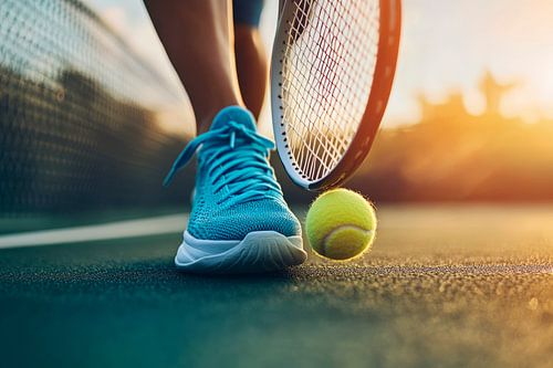 Tennislegende in de zonsondergang