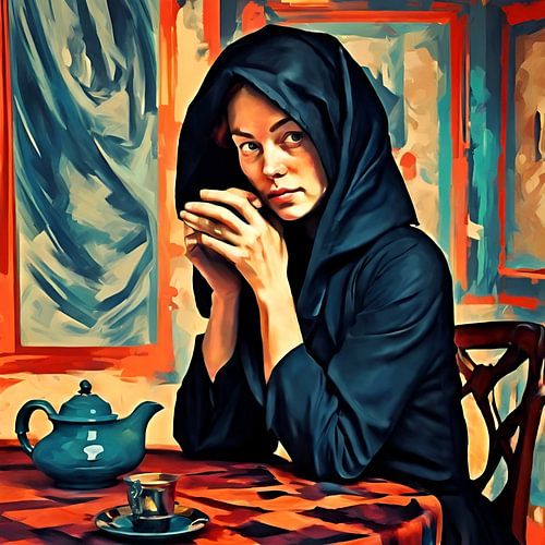 De vrouw in het theehuis