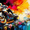 Des motocyclistes dans une explosion de couleurs sur AidasignArt