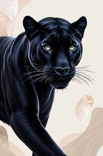 Zwarte panter op minimalistische achtergrond