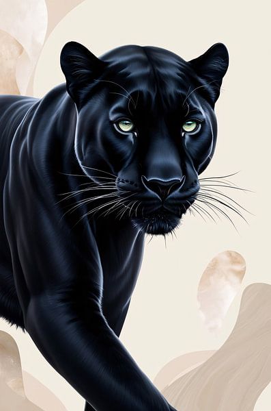 Schwarzer Panther auf minimalistischem Hintergrund von Art & Soul Creations