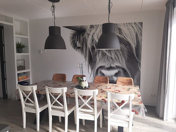 Customer photo: Portrait Scottish Highlander black and white by Sandra van Kampen