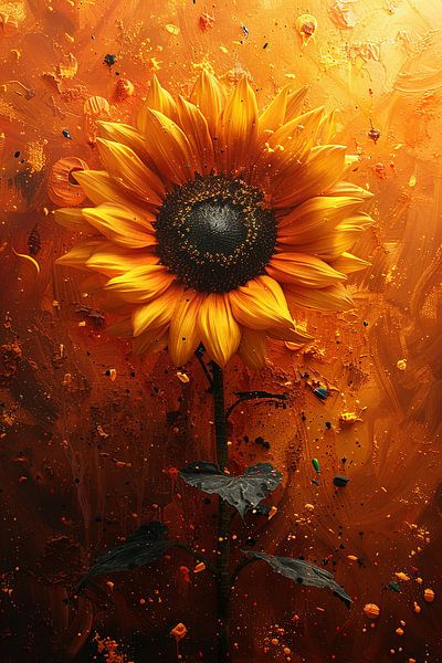 Abstract interpretation of a sunflower in art by Poster Art Shop