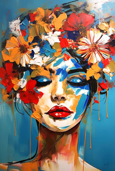 Couronne de fleurs en peinture à l'huile par ByNoukk
