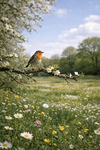 Rotkehlchen im Frühling