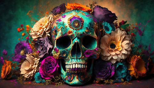 Crâne avec fleurs