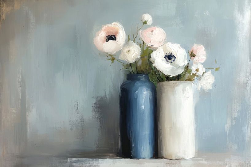 Still life with flowers, Japandi style by Japandi Art Studio