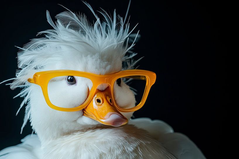 Coole eend met hipsterbril - Portret van Poster Art Shop