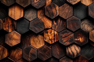 Motif nid d'abeille en bois - Sombre et naturel sur Poster Art Shop