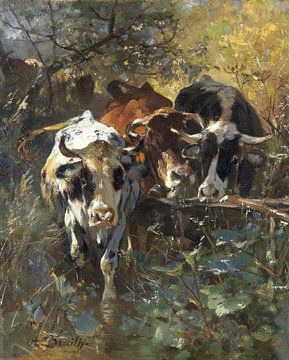 ANTON BRAITH, koeien in de bosweide, rond 1889 van Atelier Liesjes